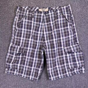 Wrangler Shorts Mens 34 Grey White Plaid Cargo‎ Pockets Outdoors Hiking Utility